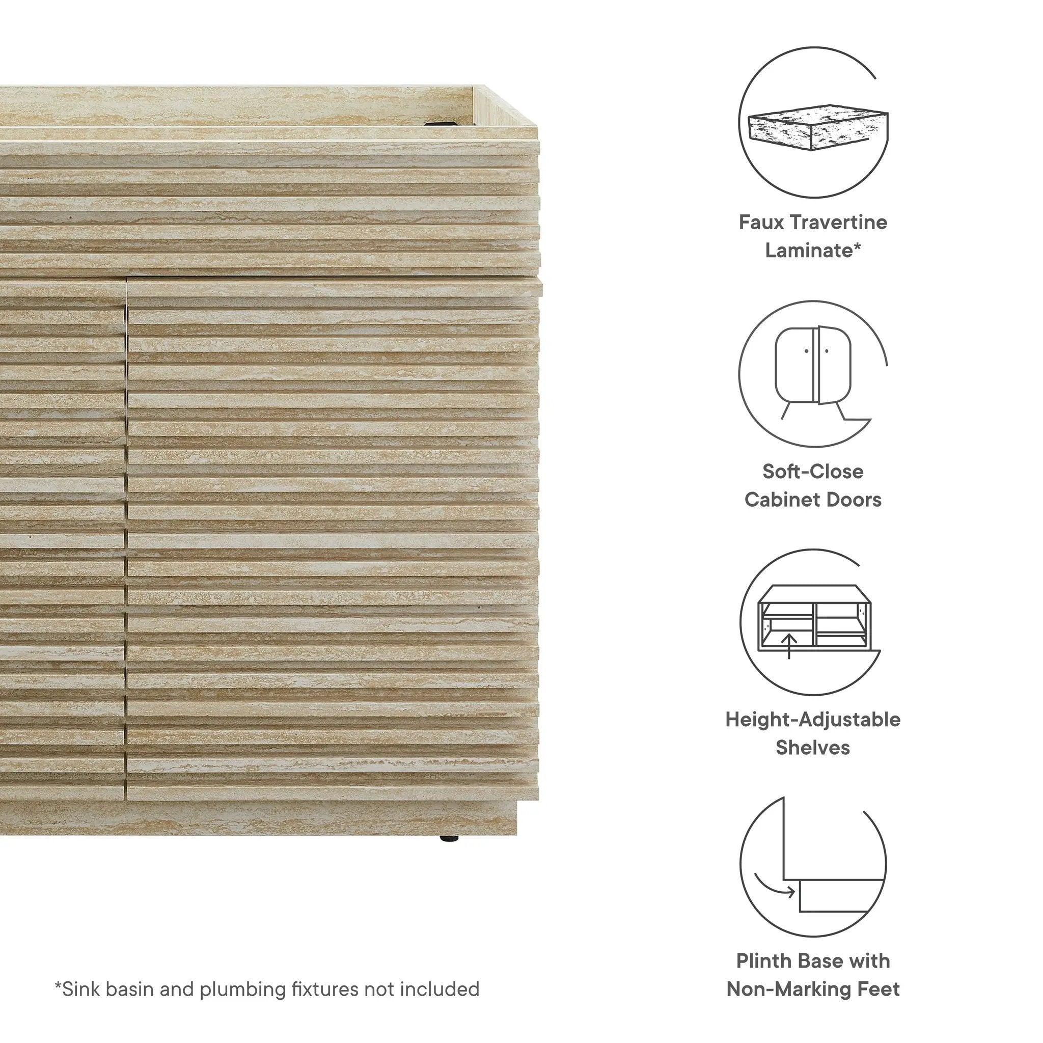Render 36" Faux Travertine Bathroom Vanity Cabinet by HouseOfZazla