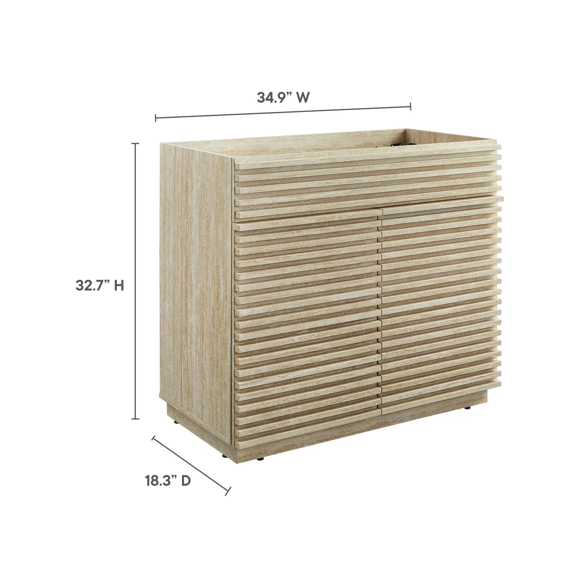 Render 36" Faux Travertine Bathroom Vanity Cabinet by HouseOfZazla