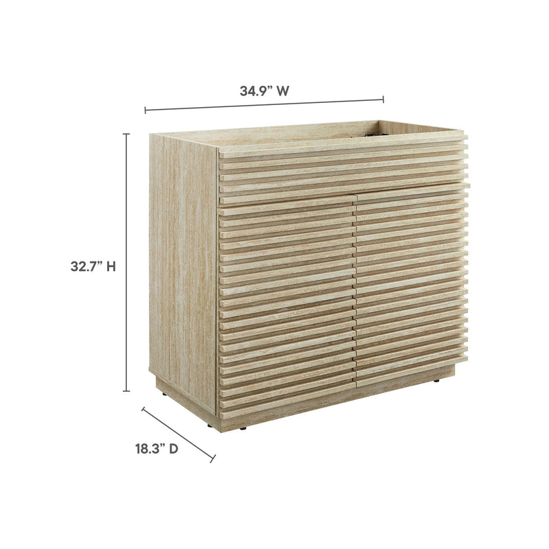 Render 36" Faux Travertine Bathroom Vanity Cabinet by HouseOfZazla