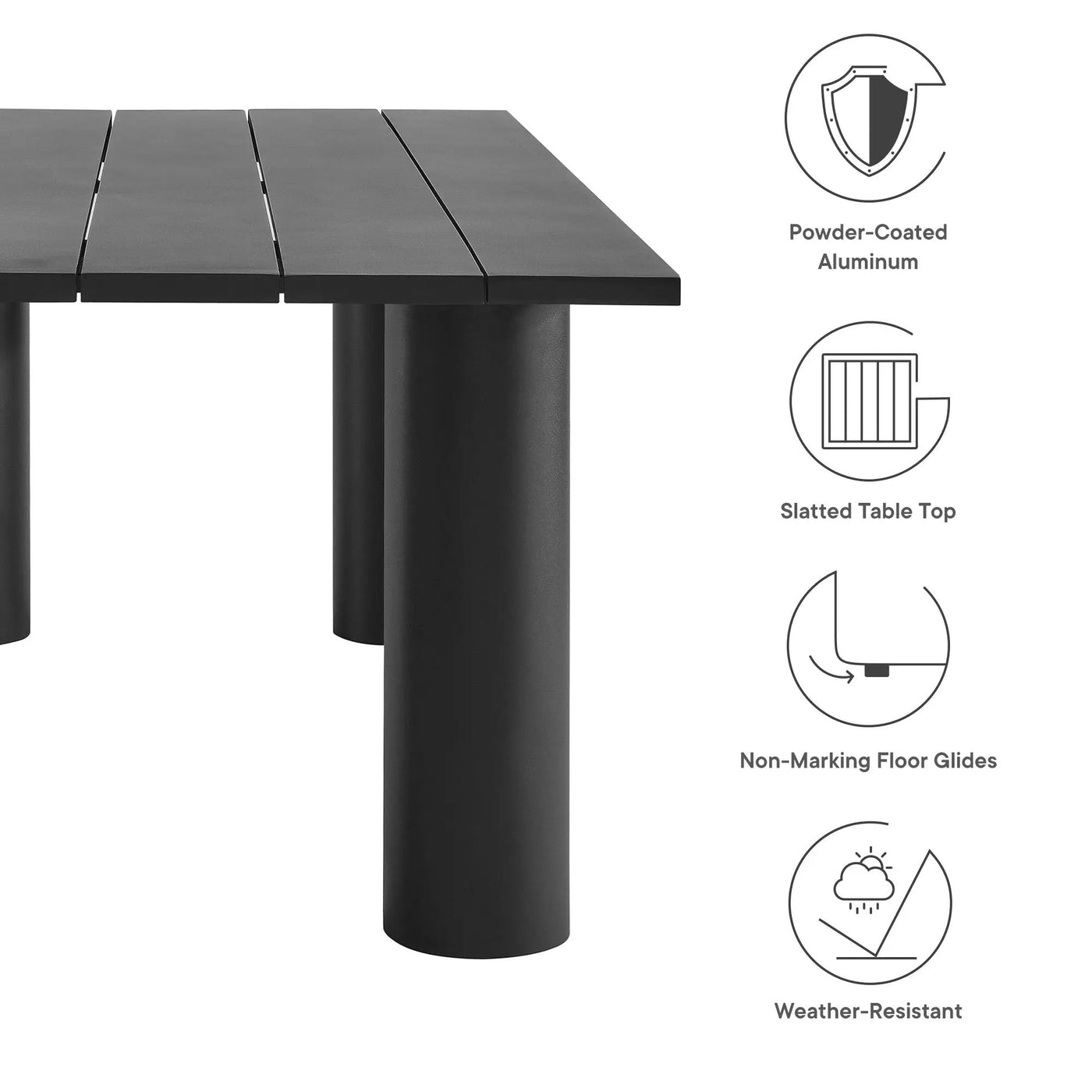 Nautica Outdoor Patio 87" Rectangular Aluminum Dining Table by Modway by HouseOfZazla