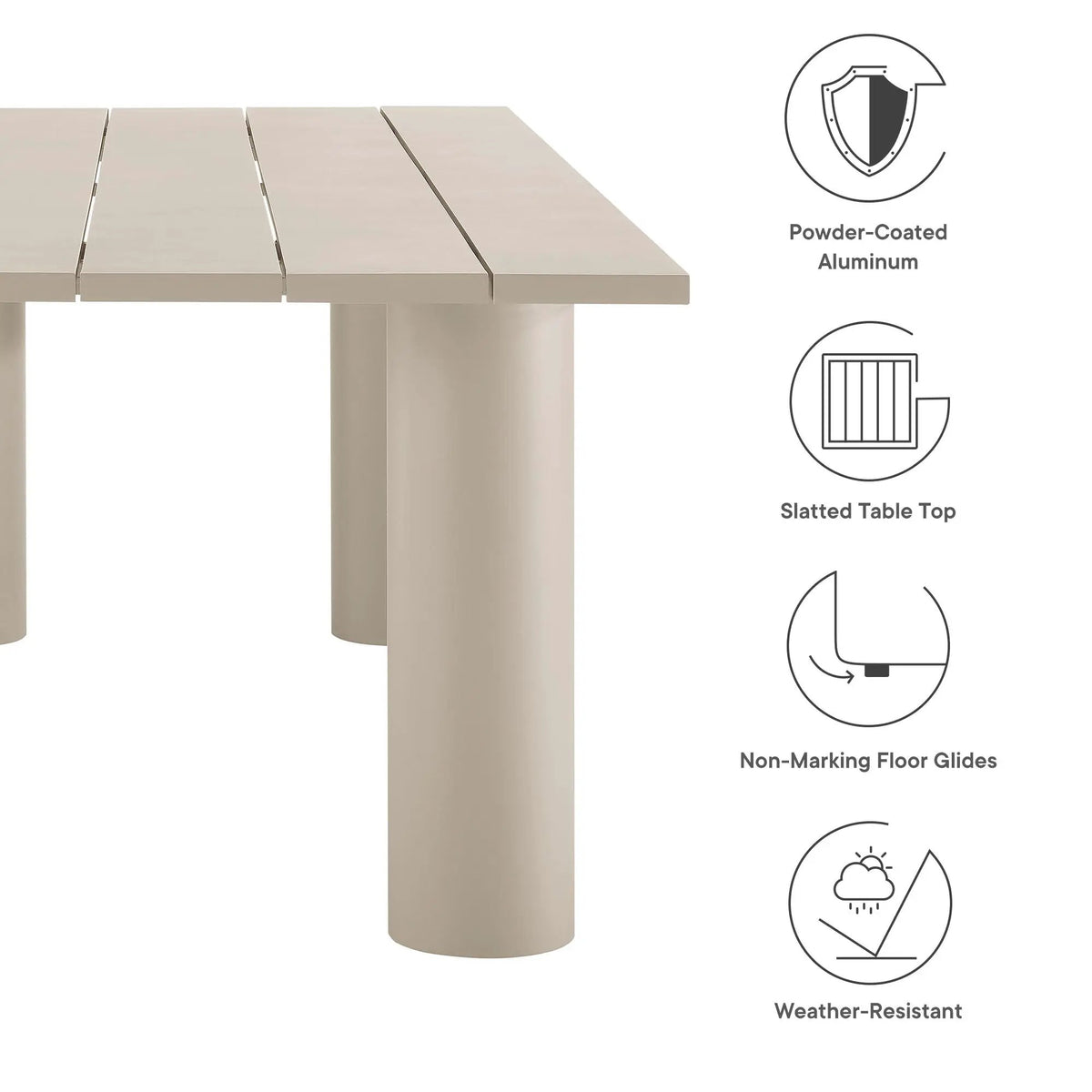 Nautica Outdoor Patio 87" Rectangular Aluminum Dining Table by Modway by HouseOfZazla