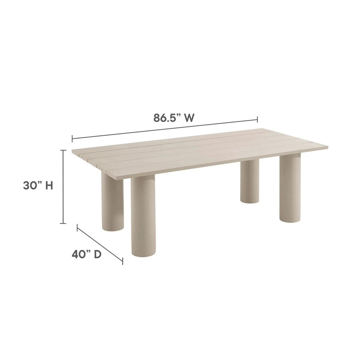 Nautica Outdoor Patio 87" Rectangular Aluminum Dining Table by Modway by HouseOfZazla