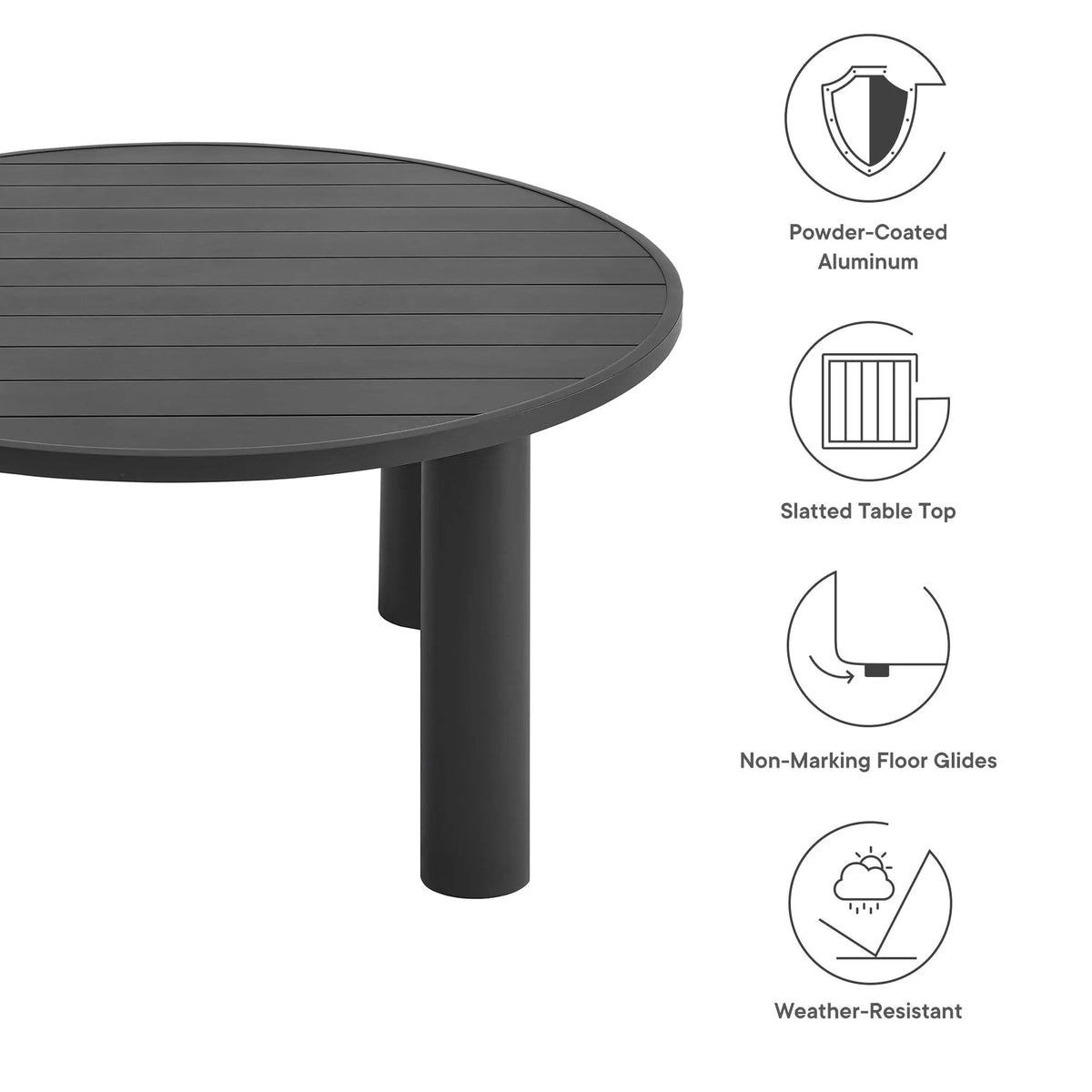 Nautica Outdoor Patio 60" Round Aluminum Dining Table by Modway by HouseOfZazla