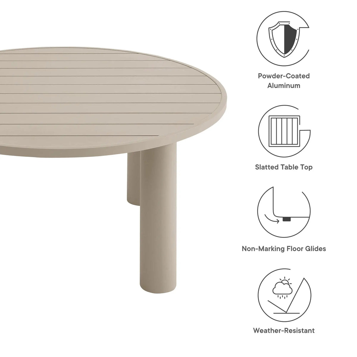 Nautica Outdoor Patio 60" Round Aluminum Dining Table by Modway by HouseOfZazla