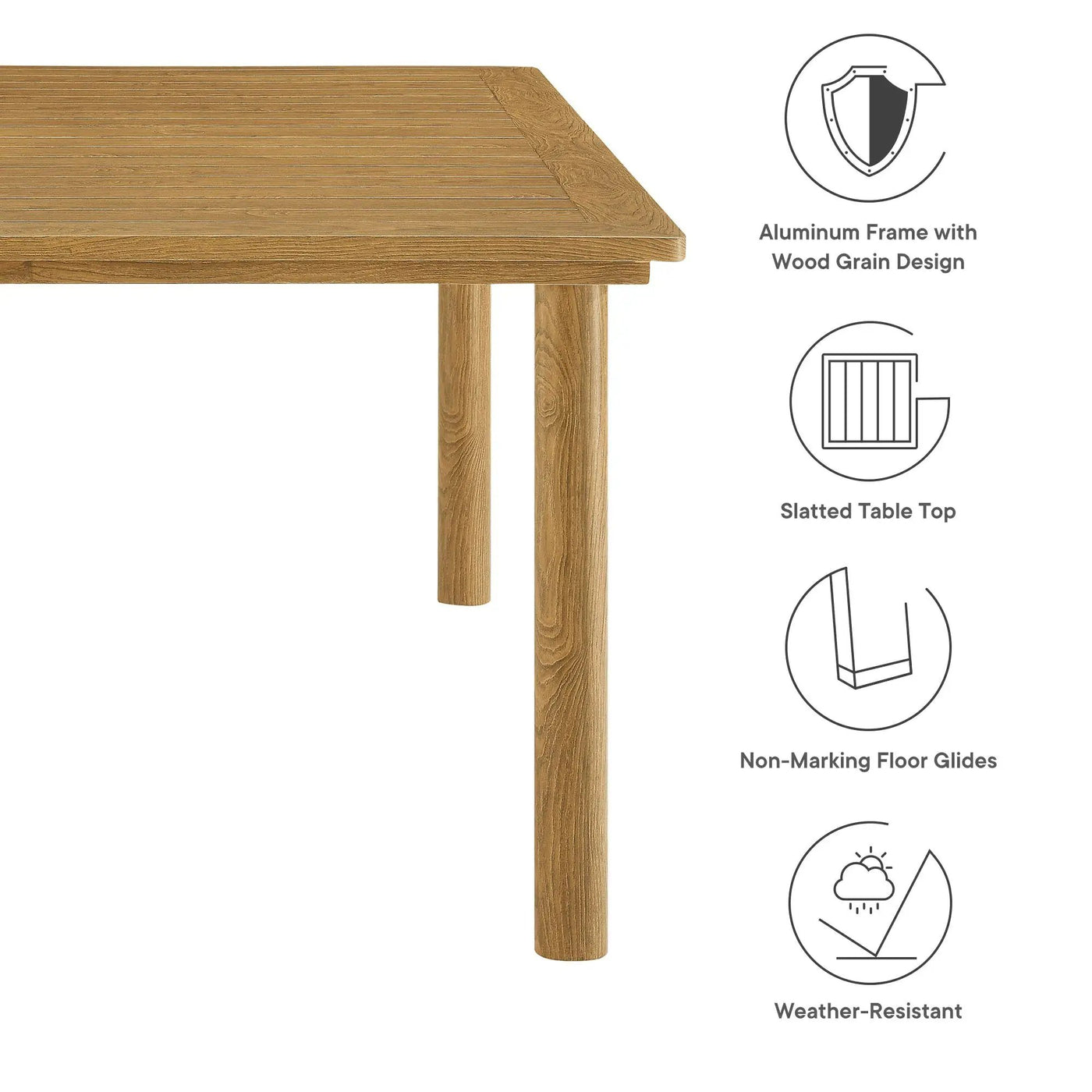 Parkland 76" Outdoor Aluminum Patio Dining Table by Modway by HouseOfZazla
