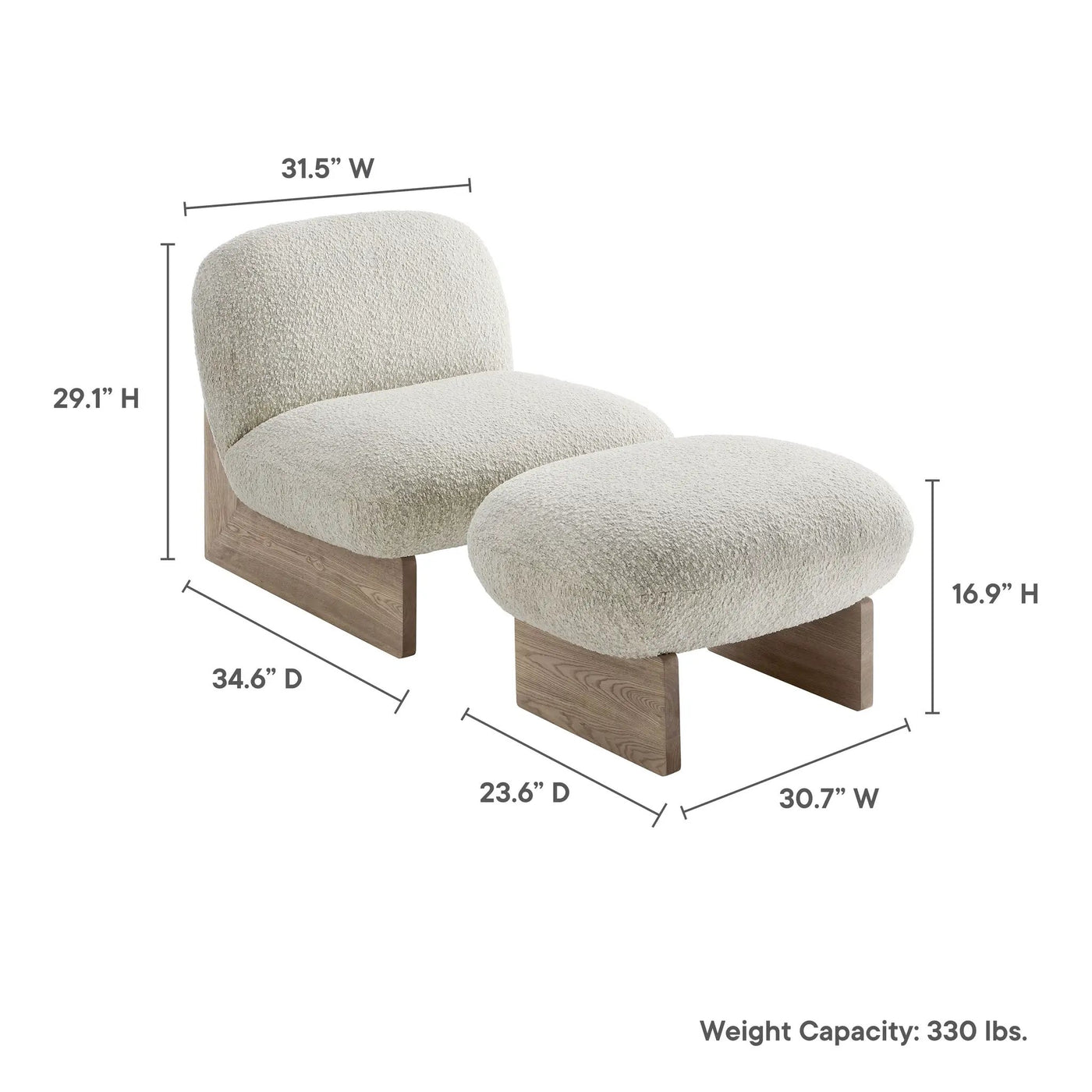 Loyal Boucle Fabric Accent Chair and Ottoman Set by Modway by HouseOfZazla