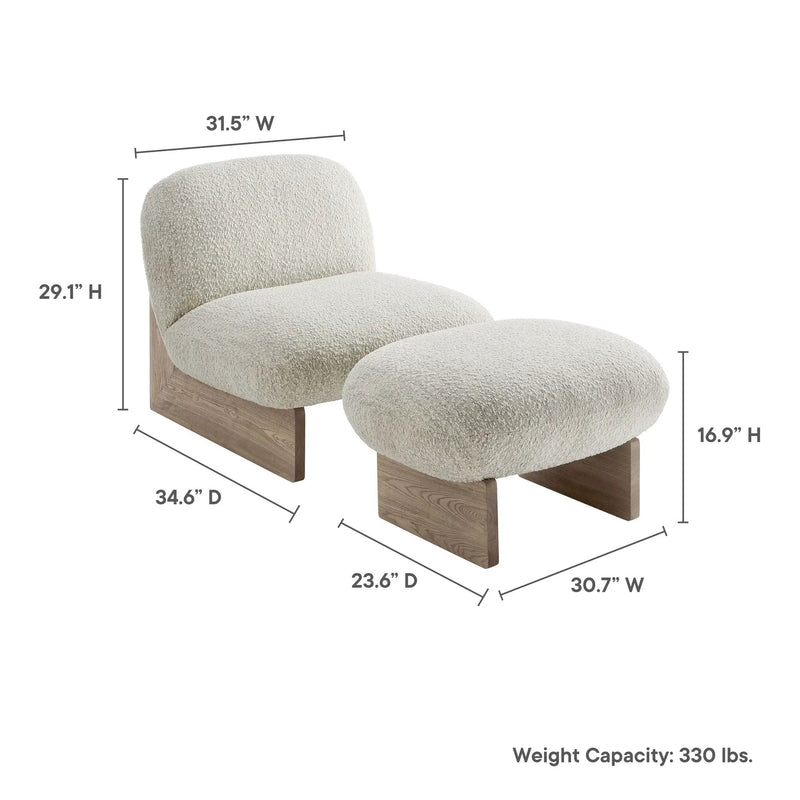 Loyal Boucle Fabric Accent Chair and Ottoman Set by Modway by HouseOfZazla
