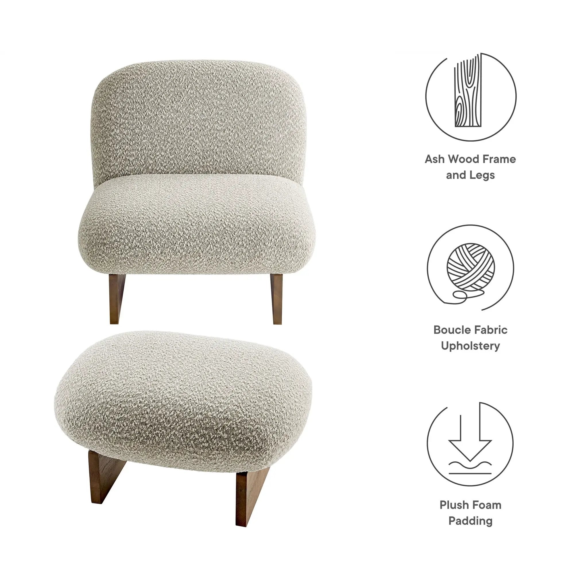 Loyal Boucle Fabric Accent Chair and Ottoman Set by Modway by HouseOfZazla