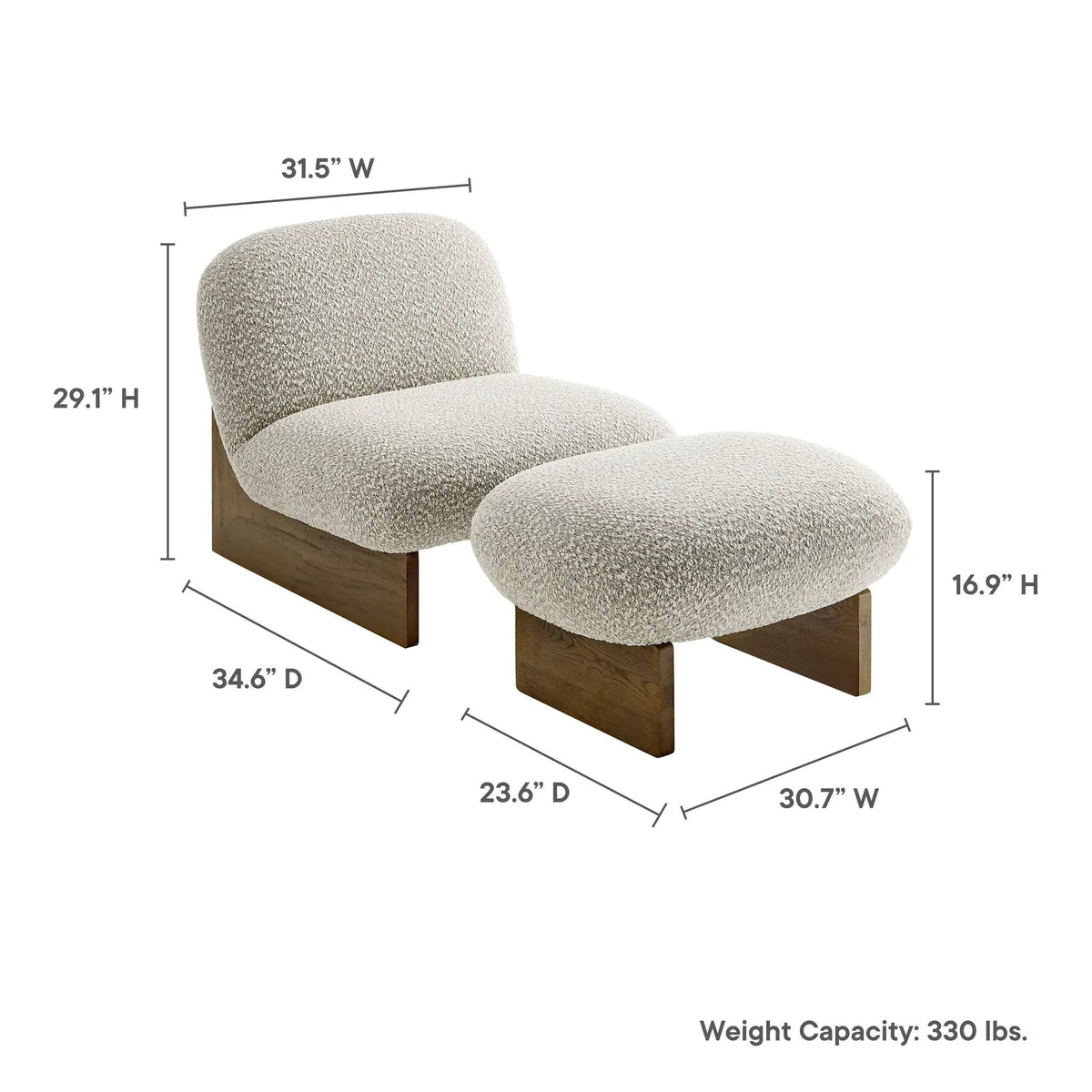 Loyal Boucle Fabric Accent Chair and Ottoman Set by Modway by HouseOfZazla