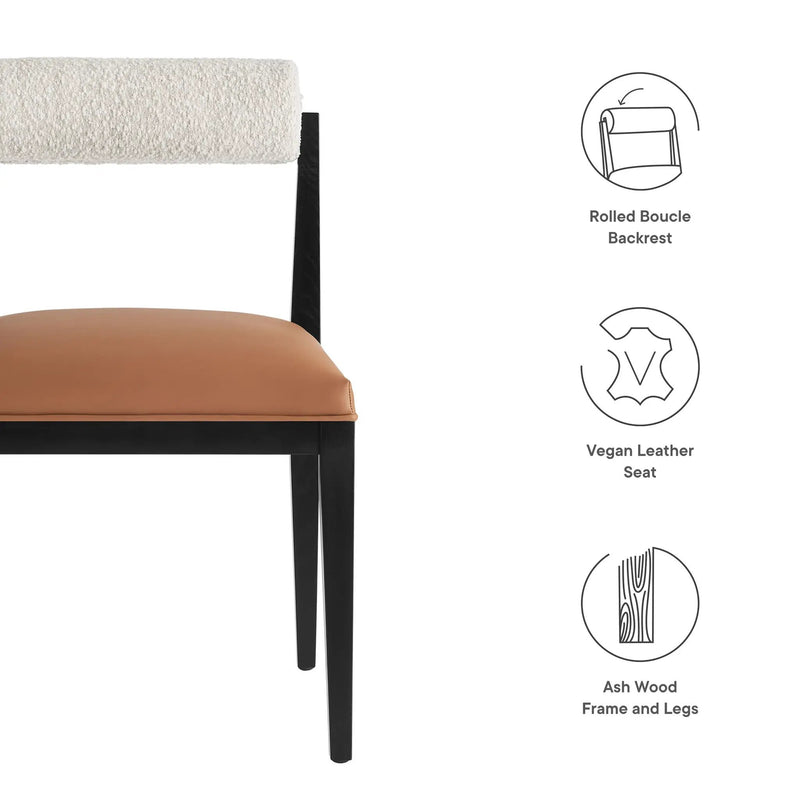 Kai Boucle and Vegan Leather Dining Chair by Modway by HouseOfZazla
