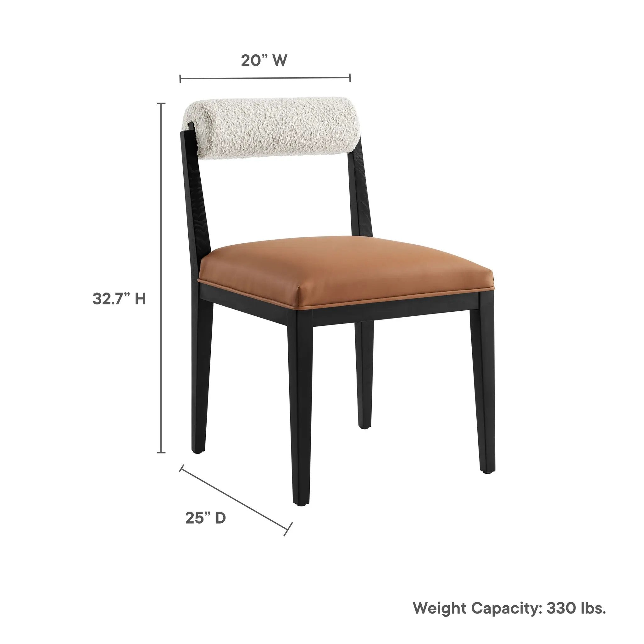 Kai Boucle and Vegan Leather Dining Chair by Modway by HouseOfZazla