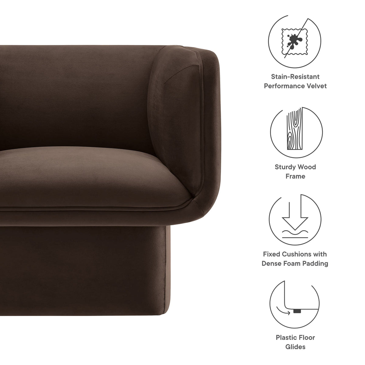 Tate Performance Velvet Accent Chair by Modway, photo 11 of 36