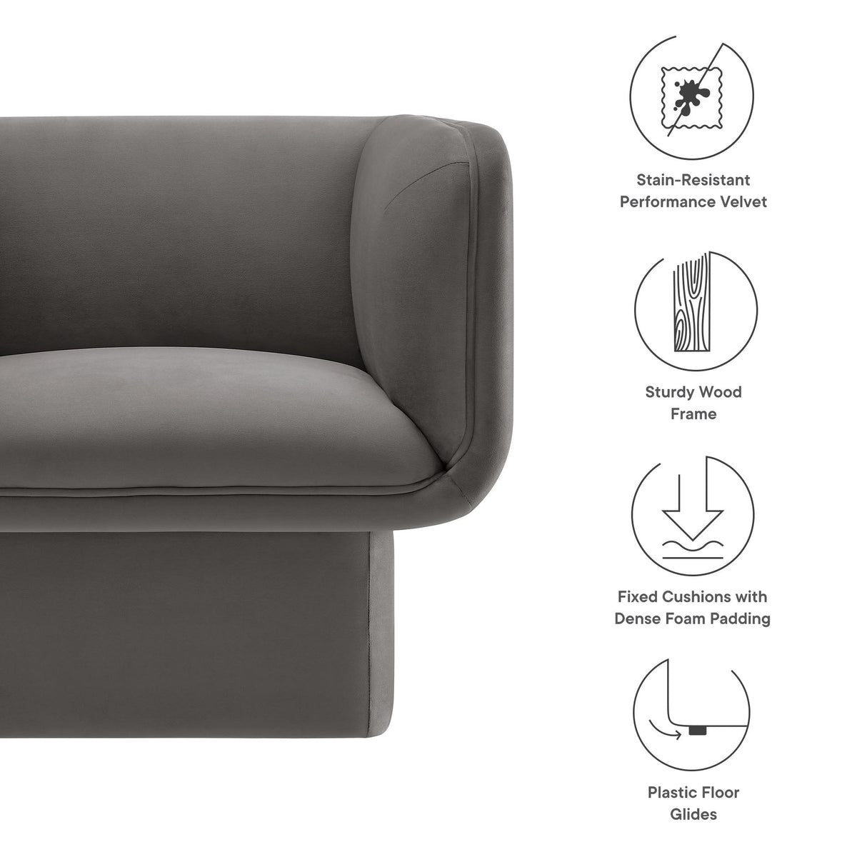 Tate Performance Velvet Accent Chair by Modway, photo 21 of 36