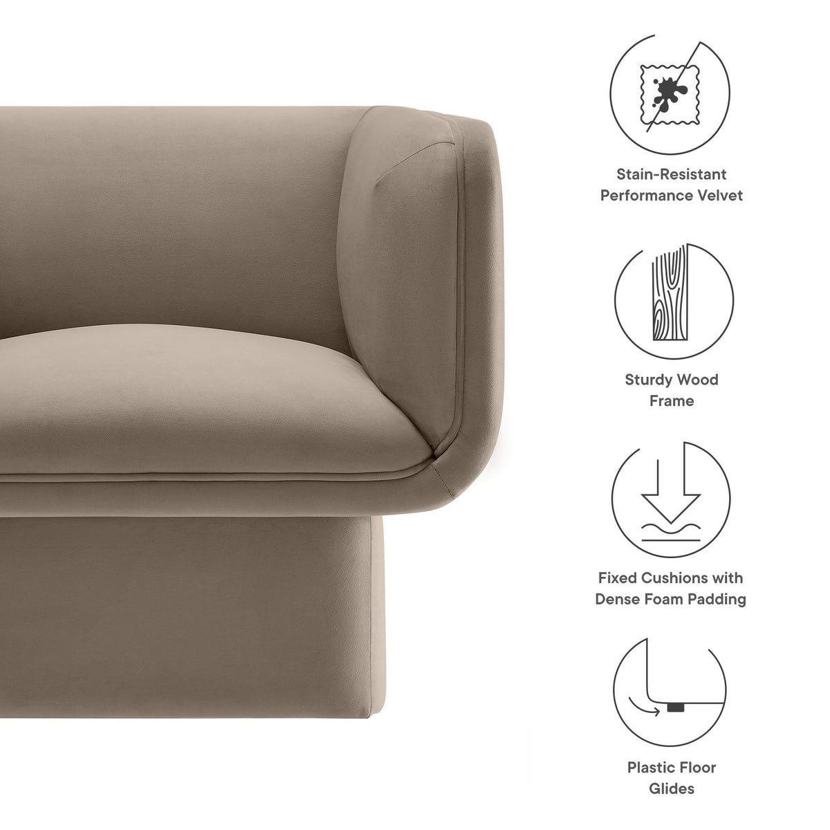 Tate Performance Velvet Accent Chair by Modway, photo 30 of 36