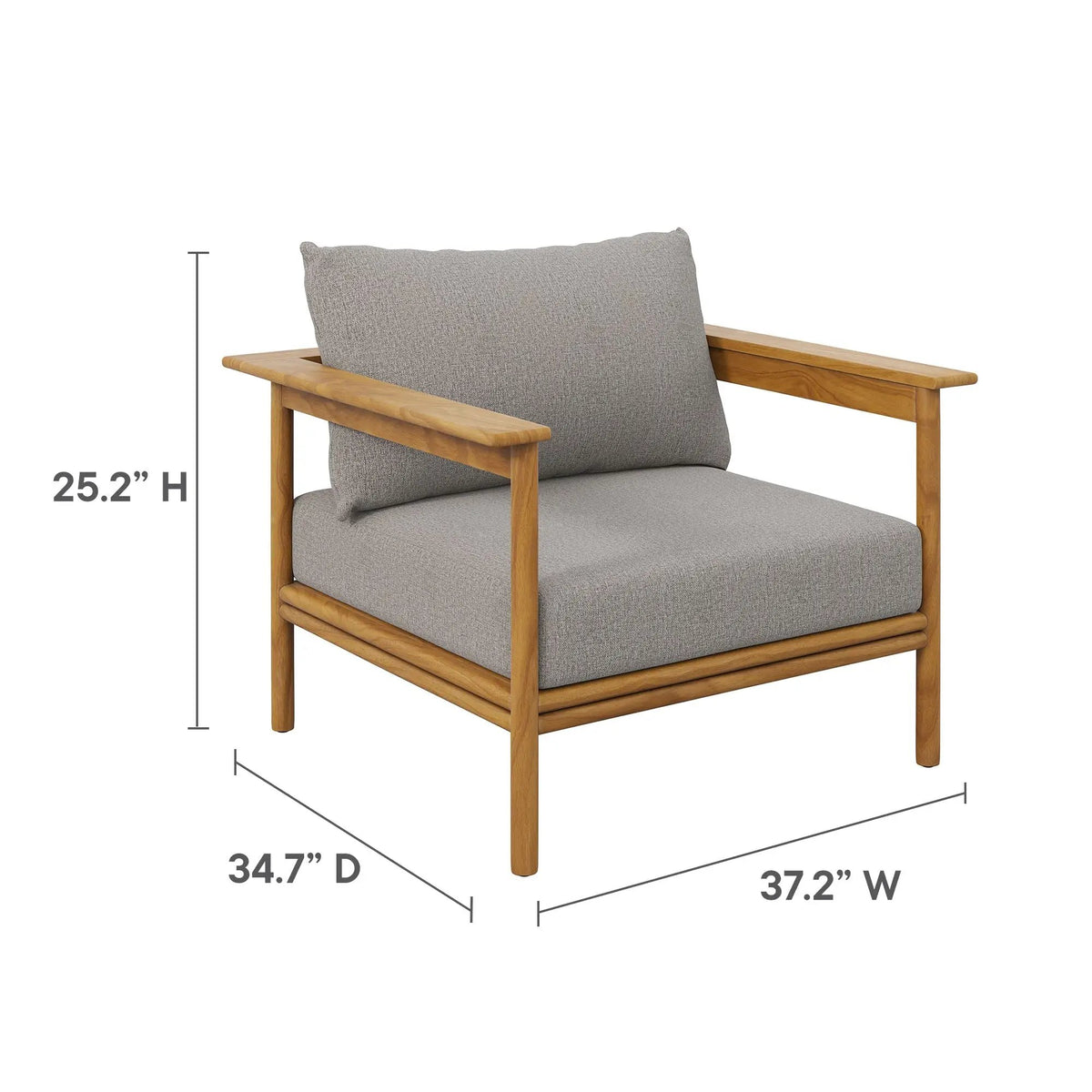 Wren Outdoor Patio Teak Wood Armchair and Ottoman Set by Modway by HouseOfZazla