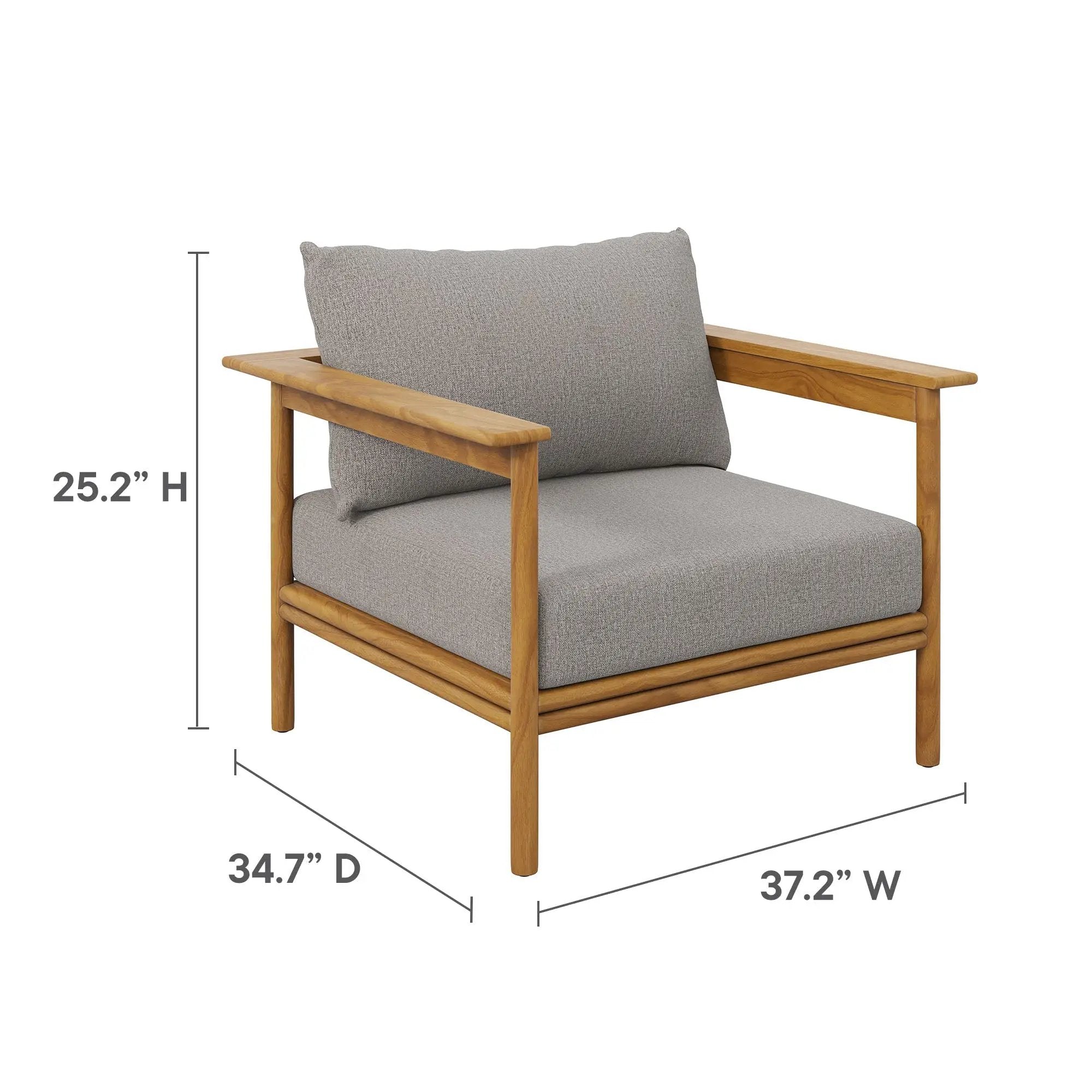 Wren Outdoor Patio Teak Wood Armchair and Ottoman Set by Modway by HouseOfZazla
