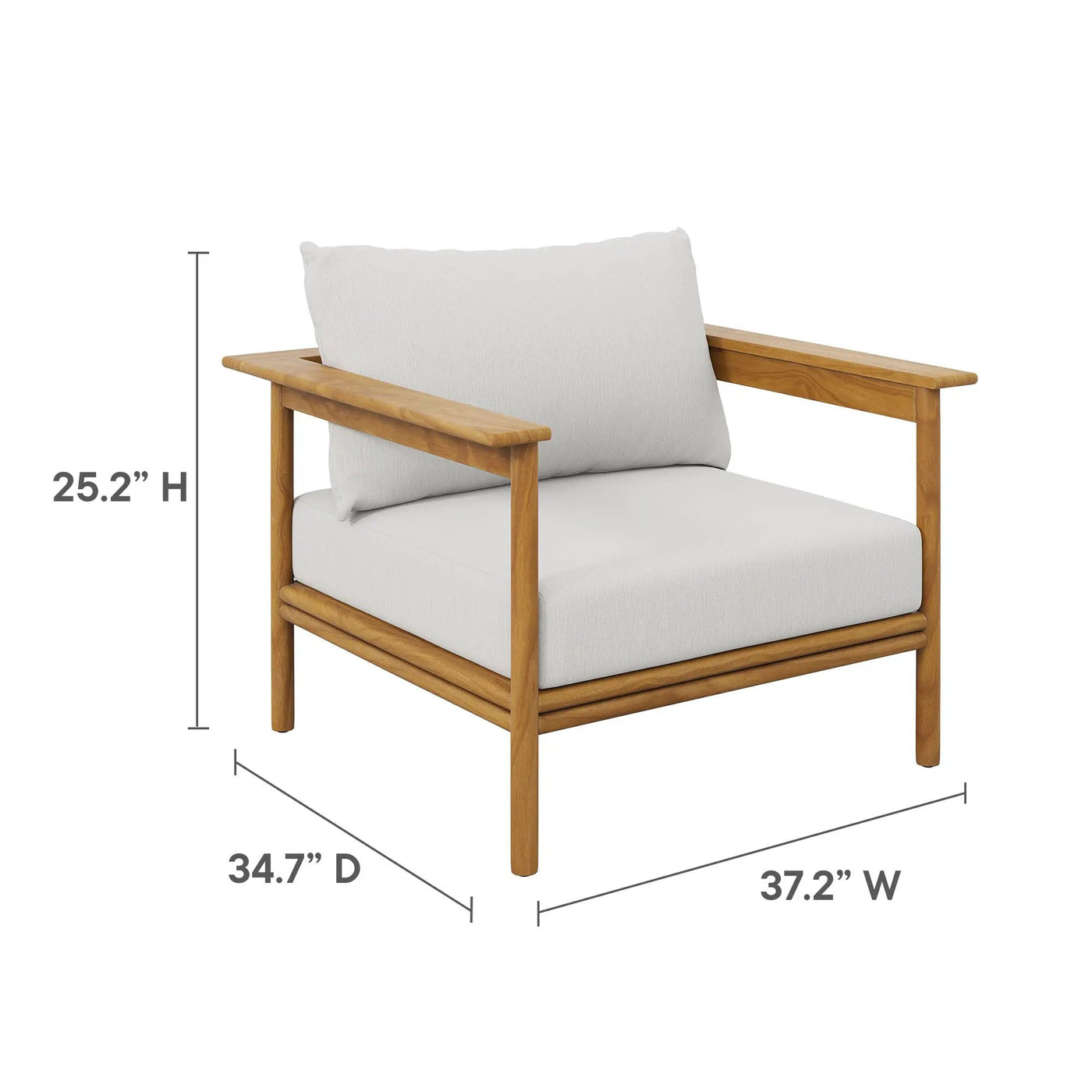 Wren Outdoor Patio Teak Wood Armchair and Ottoman Set by Modway by HouseOfZazla