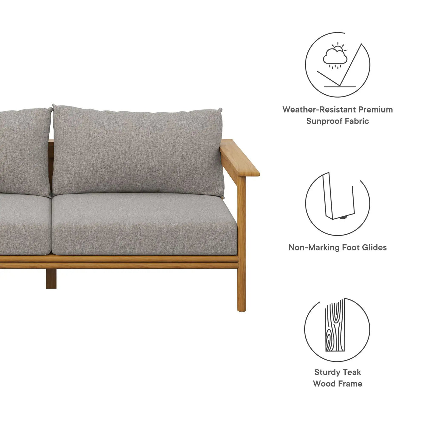 Wren Outdoor Patio Teak Wood Sofa by Modway by HouseOfZazla
