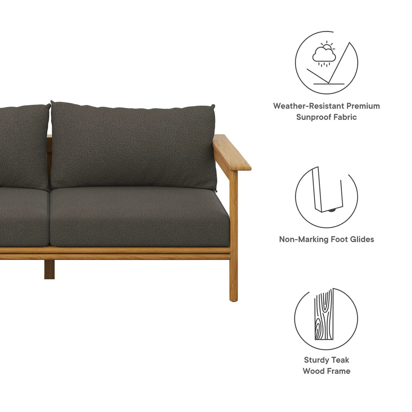 Wren Outdoor Patio Teak Wood Sofa by Modway by HouseOfZazla