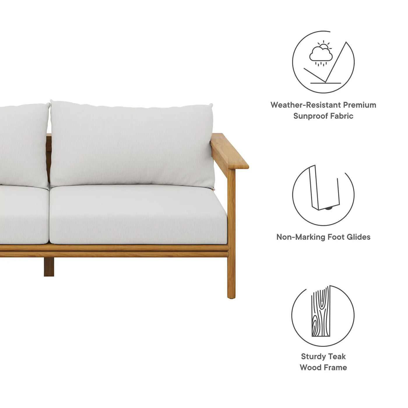 Wren Outdoor Patio Teak Wood Sofa by Modway by HouseOfZazla