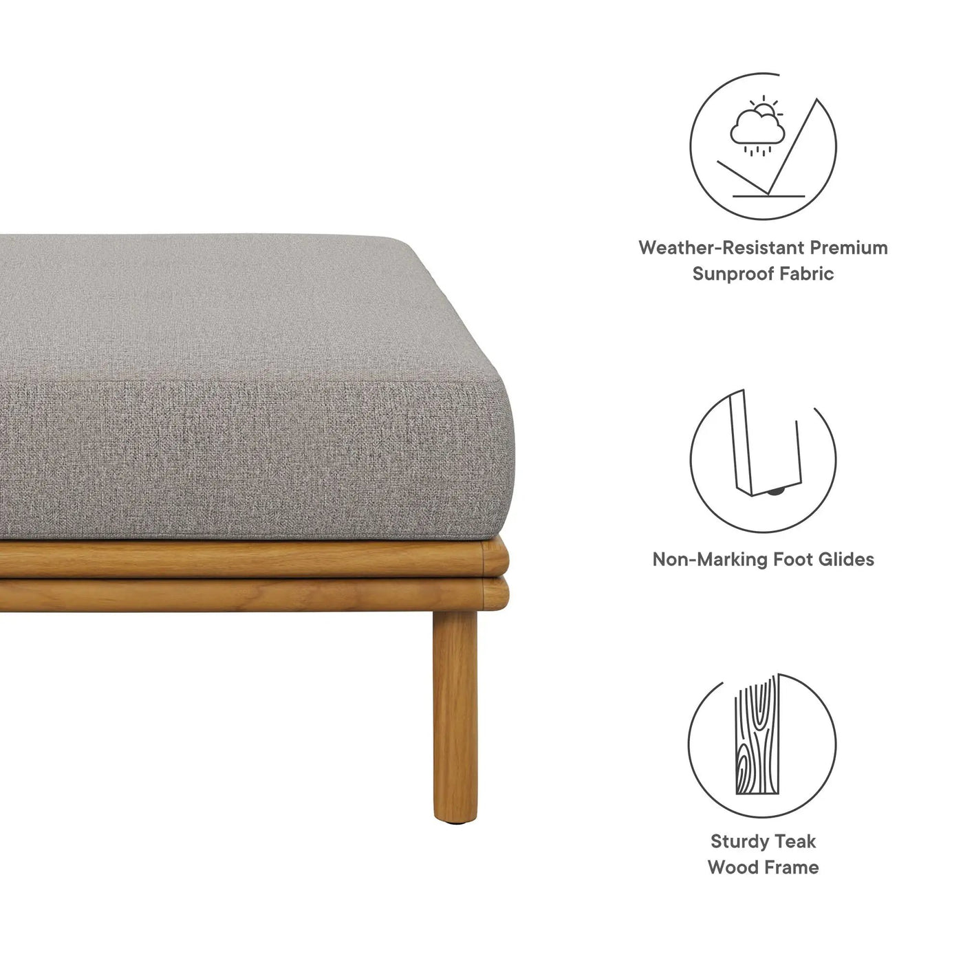 Wren Outdoor Patio Teak Wood Ottoman By Modway by HouseOfZazla