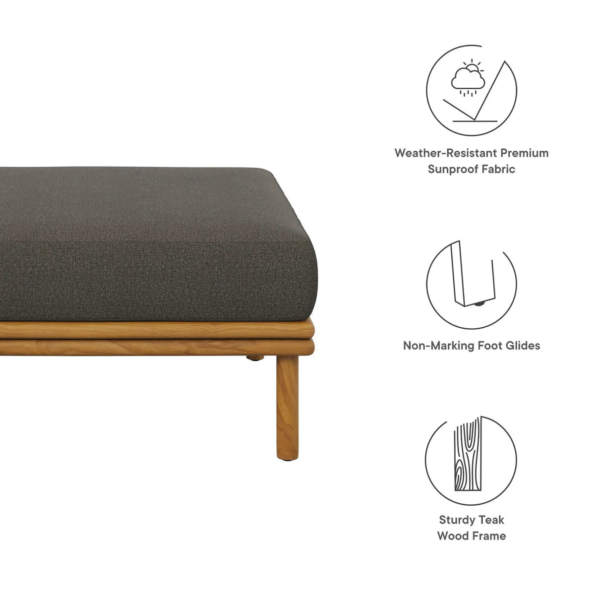 Wren Outdoor Patio Teak Wood Ottoman By Modway by HouseOfZazla
