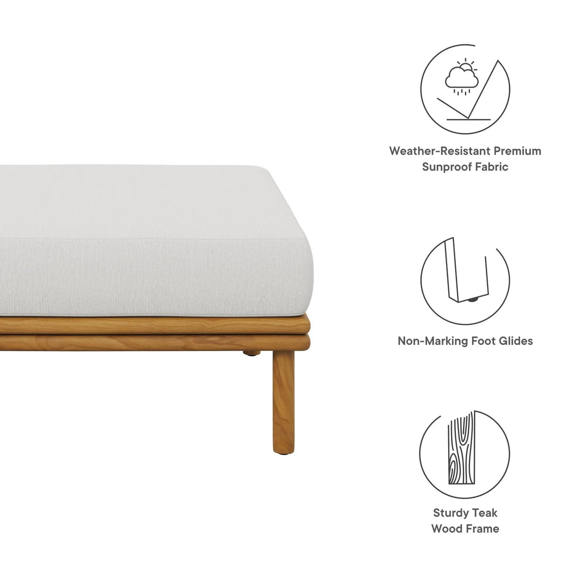 Wren Outdoor Patio Teak Wood Ottoman By Modway by HouseOfZazla
