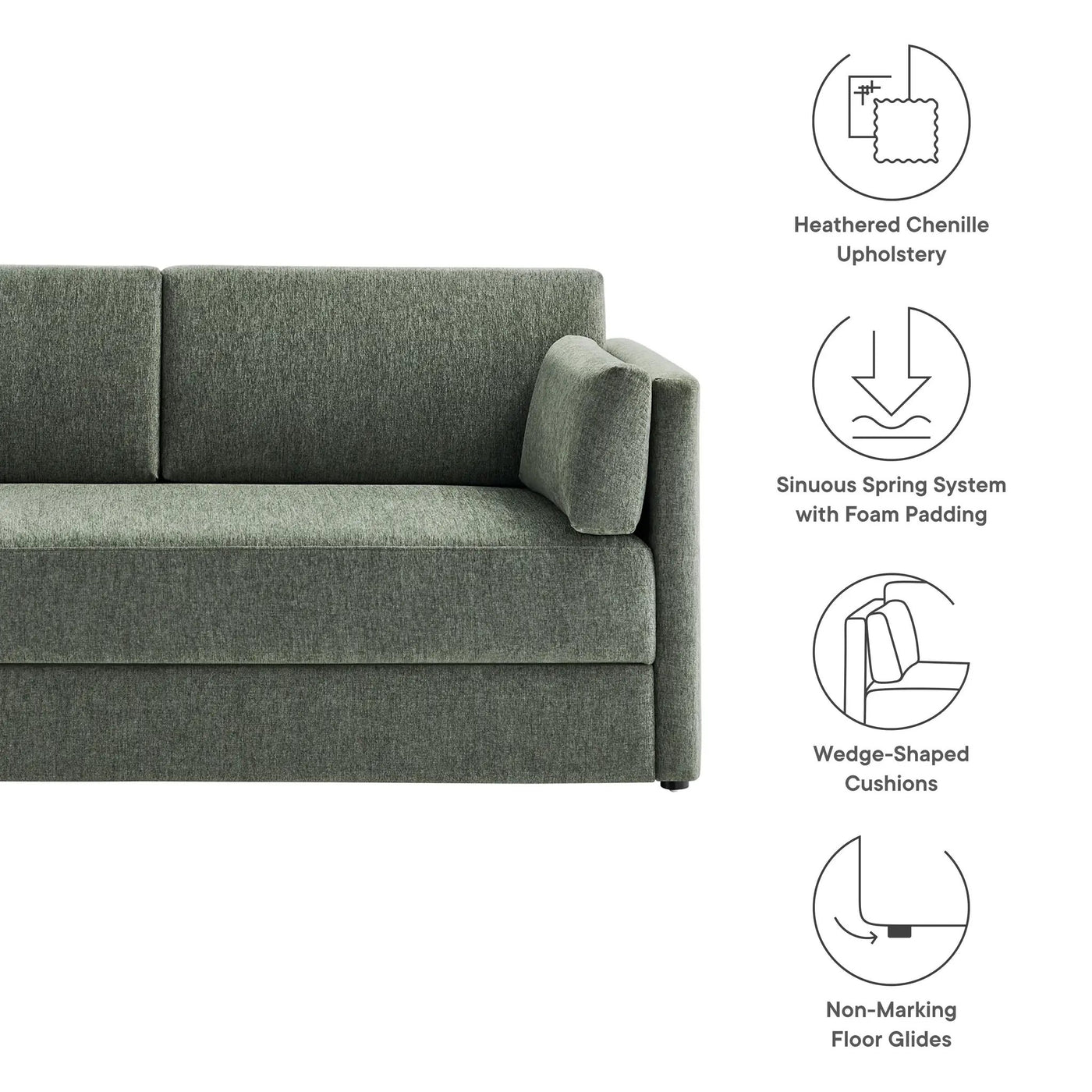 Linden Upholstered Heathered Chenille Small Sofa by HouseOfZazla