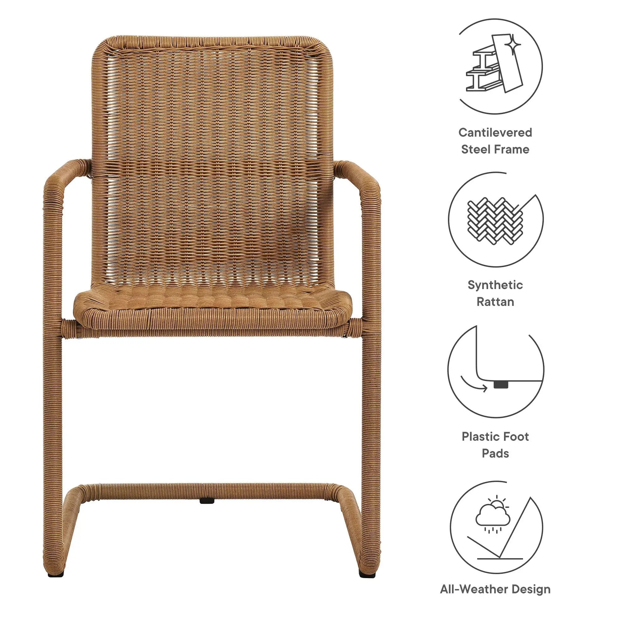Abacus Outdoor Patio Wicker Dining Chairs Set of 2 by Modway by HouseOfZazla