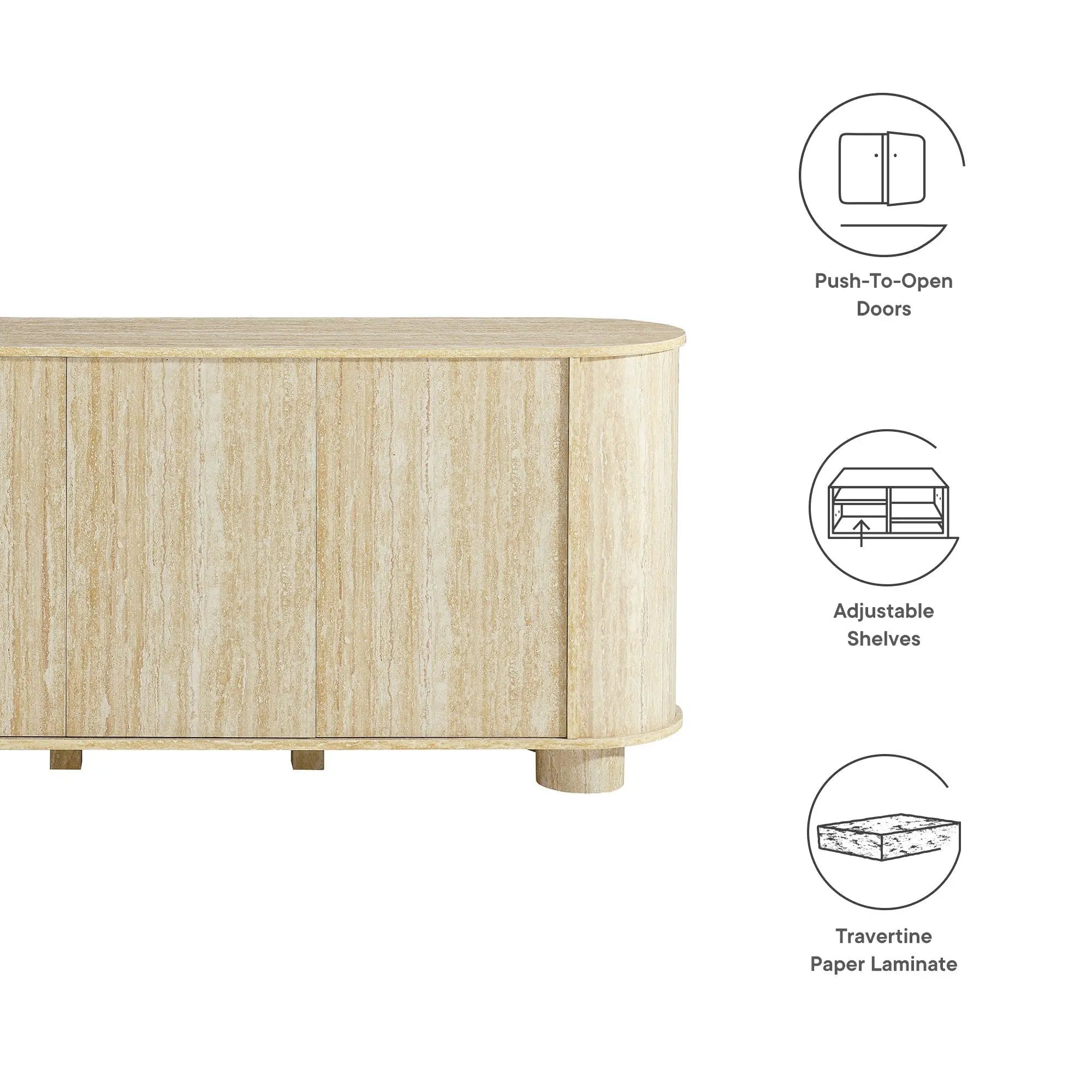 Overture 3-Door Oval Faux Travertine Sideboard by Modway by HouseOfZazla