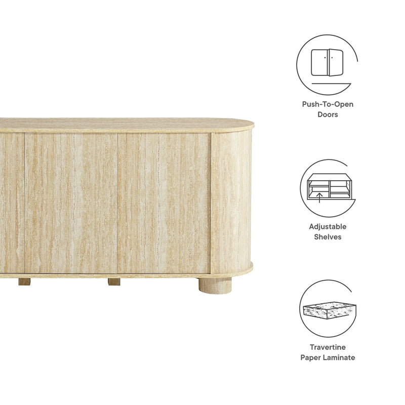 Overture 3-Door Oval Faux Travertine Sideboard by Modway by HouseOfZazla