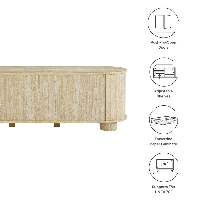 Overture 63” Oval Faux Travertine TV Stand by Modway by HouseOfZazla