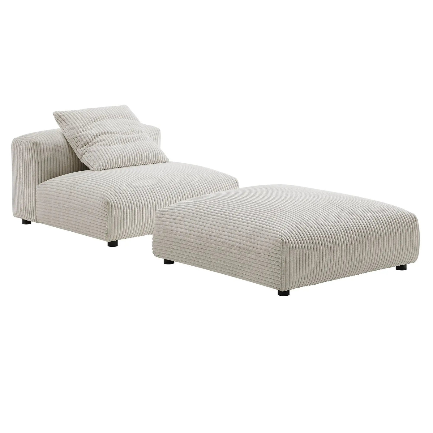 Solace Modular Corduroy Upholstered Armless Chair and Ottoman Set by Modway by HouseOfZazla