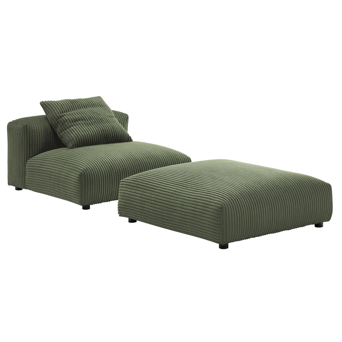 Solace Modular Corduroy Upholstered Armless Chair and Ottoman Set by Modway by HouseOfZazla