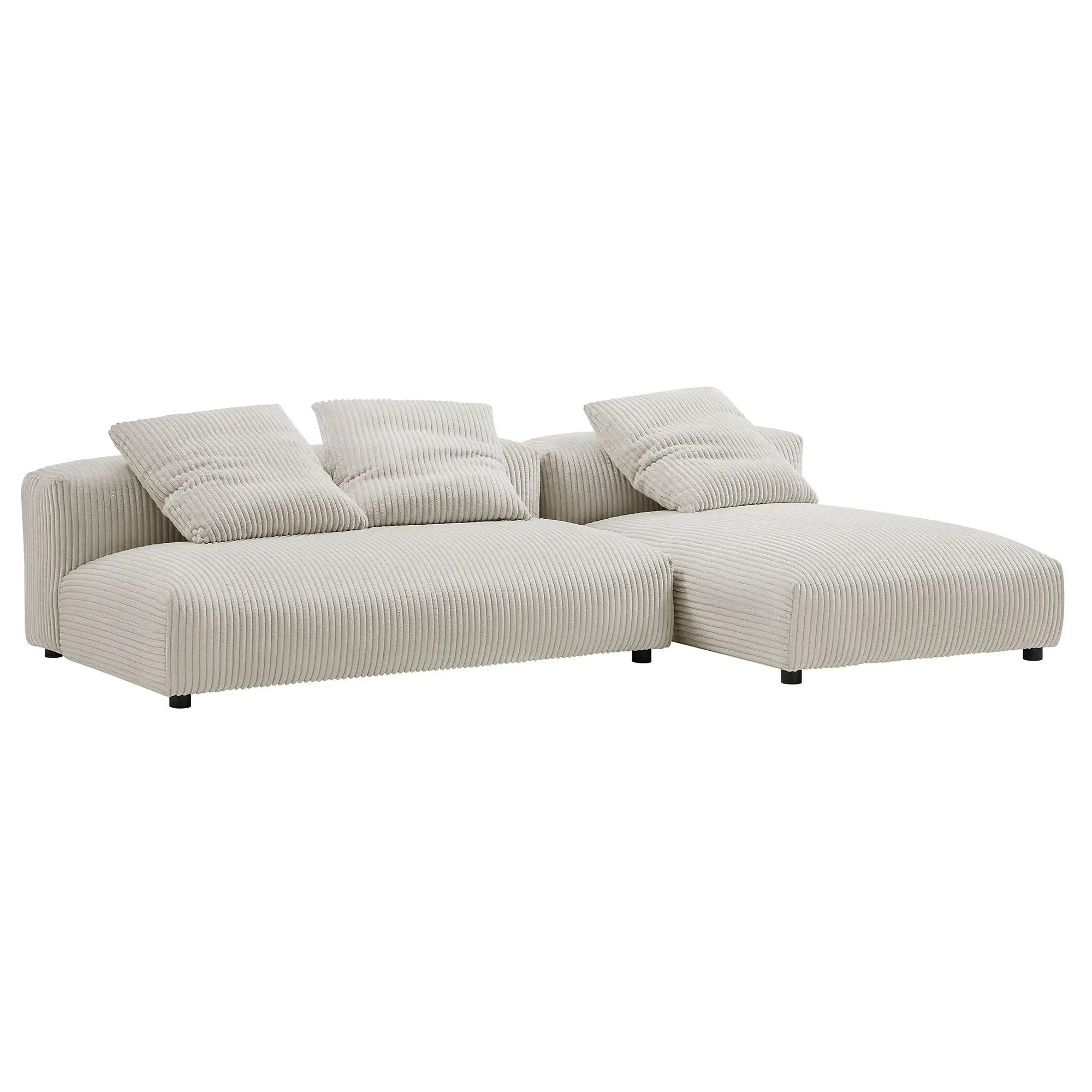 Solace 2-Piece Modular Corduroy Upholstered Sectional Sofa with Chaise by HouseOfZazla