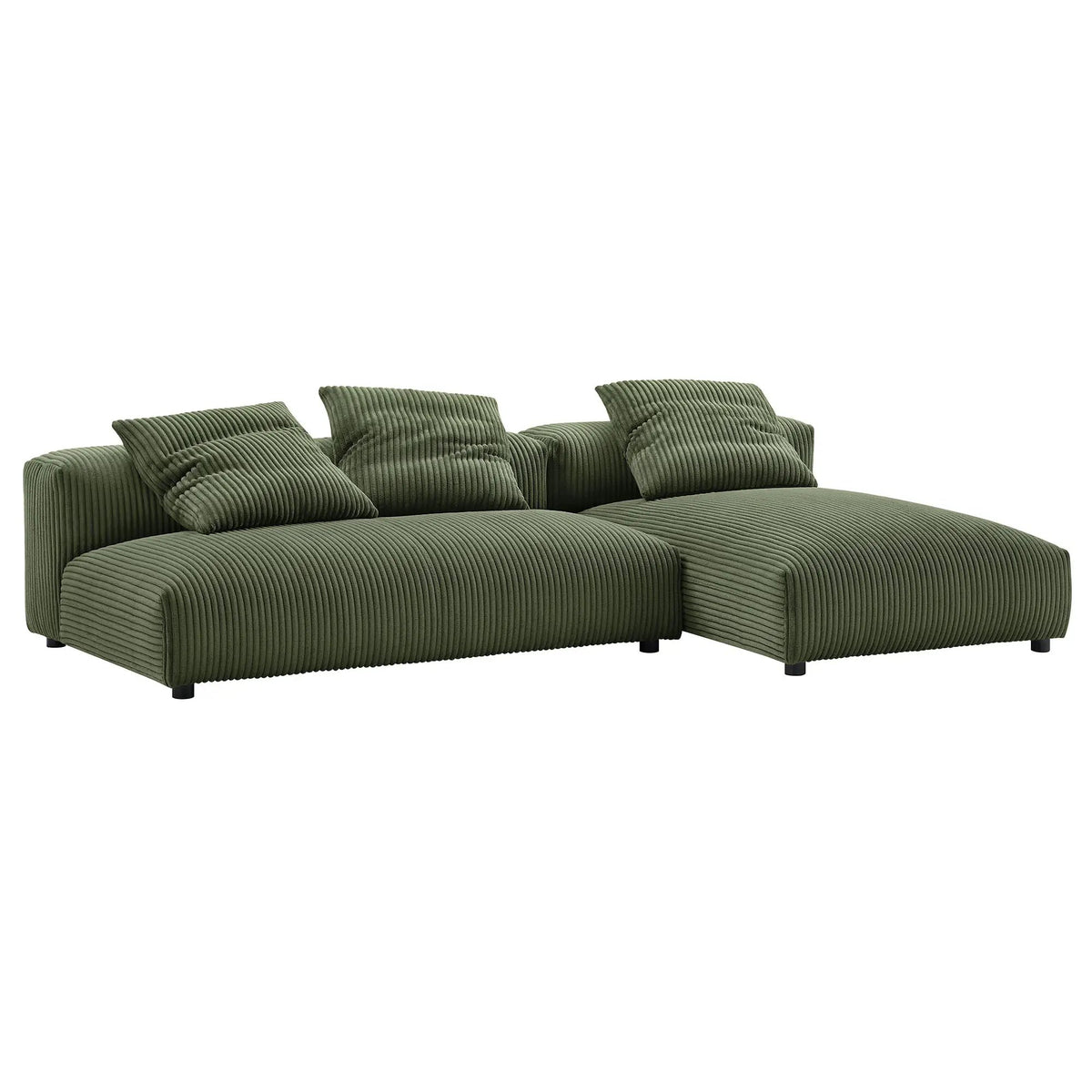 Solace 2-Piece Modular Corduroy Upholstered Sectional Sofa with Chaise by HouseOfZazla