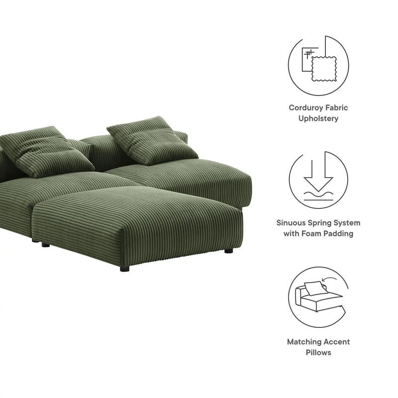 Solace 3-Piece Modular Corduroy Upholstered Sectional Sofa by Modway by HouseOfZazla