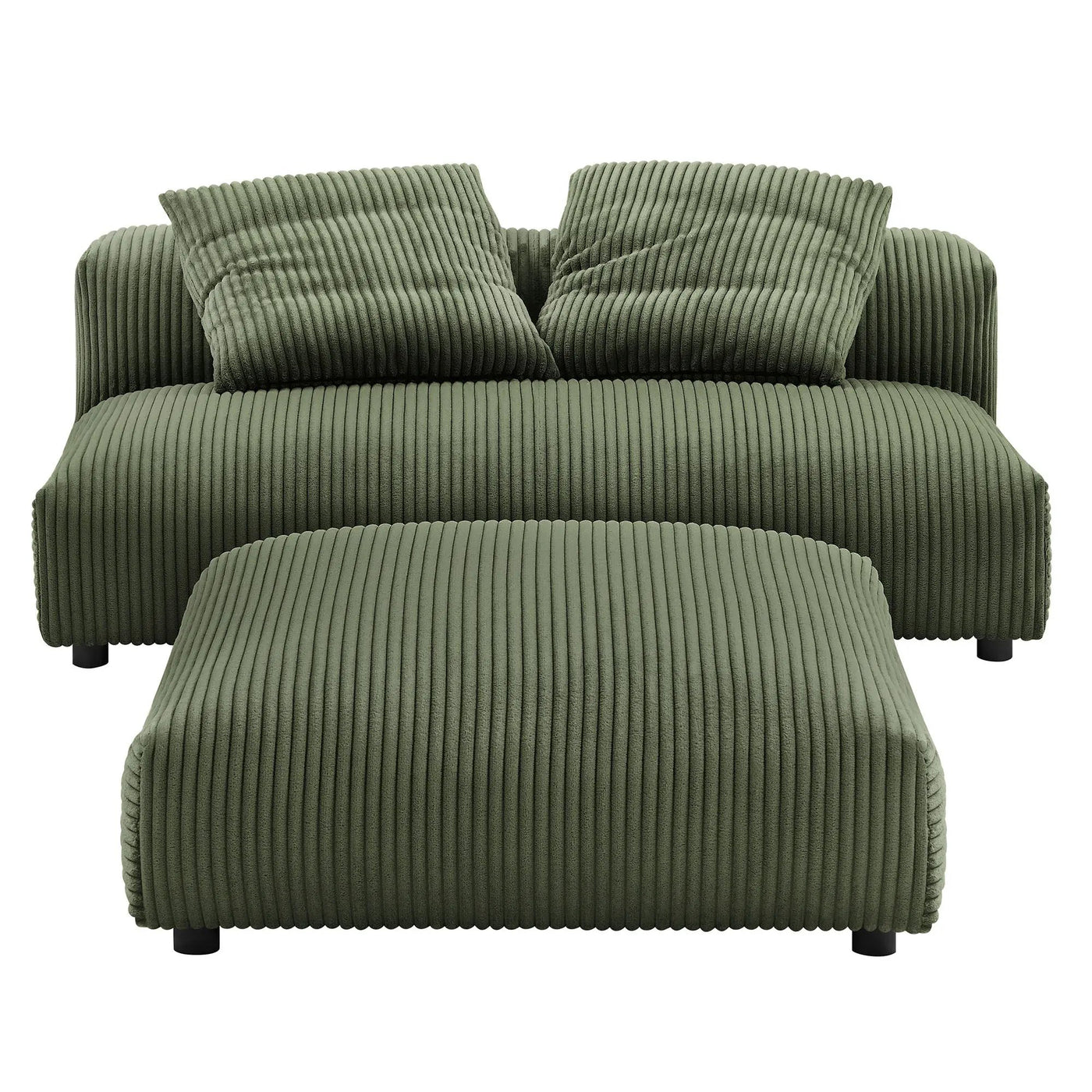 Solace Modular Corduroy Upholstered Armless Loveseat and Ottoman Set by HouseOfZazla
