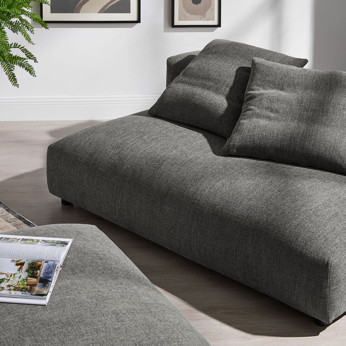 Solace Modular Upholstered Fabric Armless Loveseat and Ottoman Set by Modway, photo 10 of 30