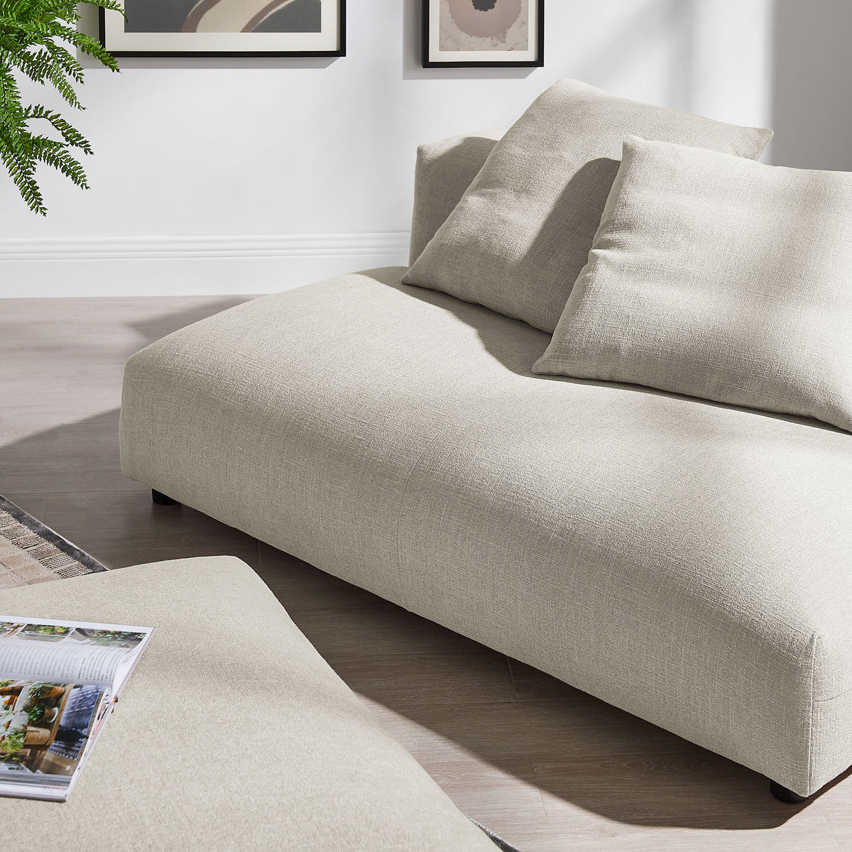 Solace Modular Upholstered Fabric Armless Loveseat and Ottoman Set by Modway, photo 20 of 30