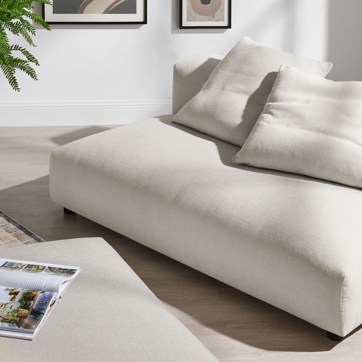 Solace Modular Upholstered Fabric Armless Loveseat and Ottoman Set by Modway, photo 30 of 30