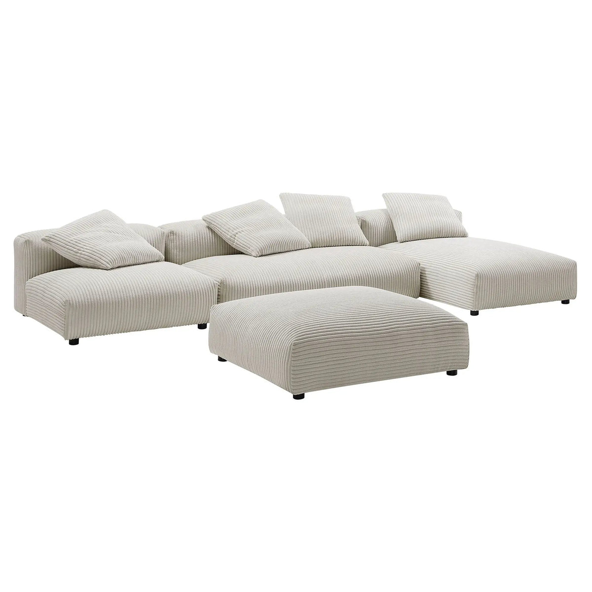 Solace 4-Piece Modular Corduroy Upholstered Sectional Sofa With Ottoman by HouseOfZazla