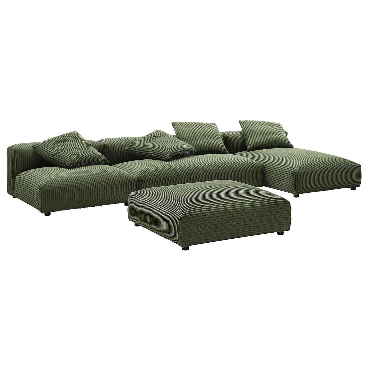 Solace 4-Piece Modular Corduroy Upholstered Sectional Sofa With Ottoman by HouseOfZazla