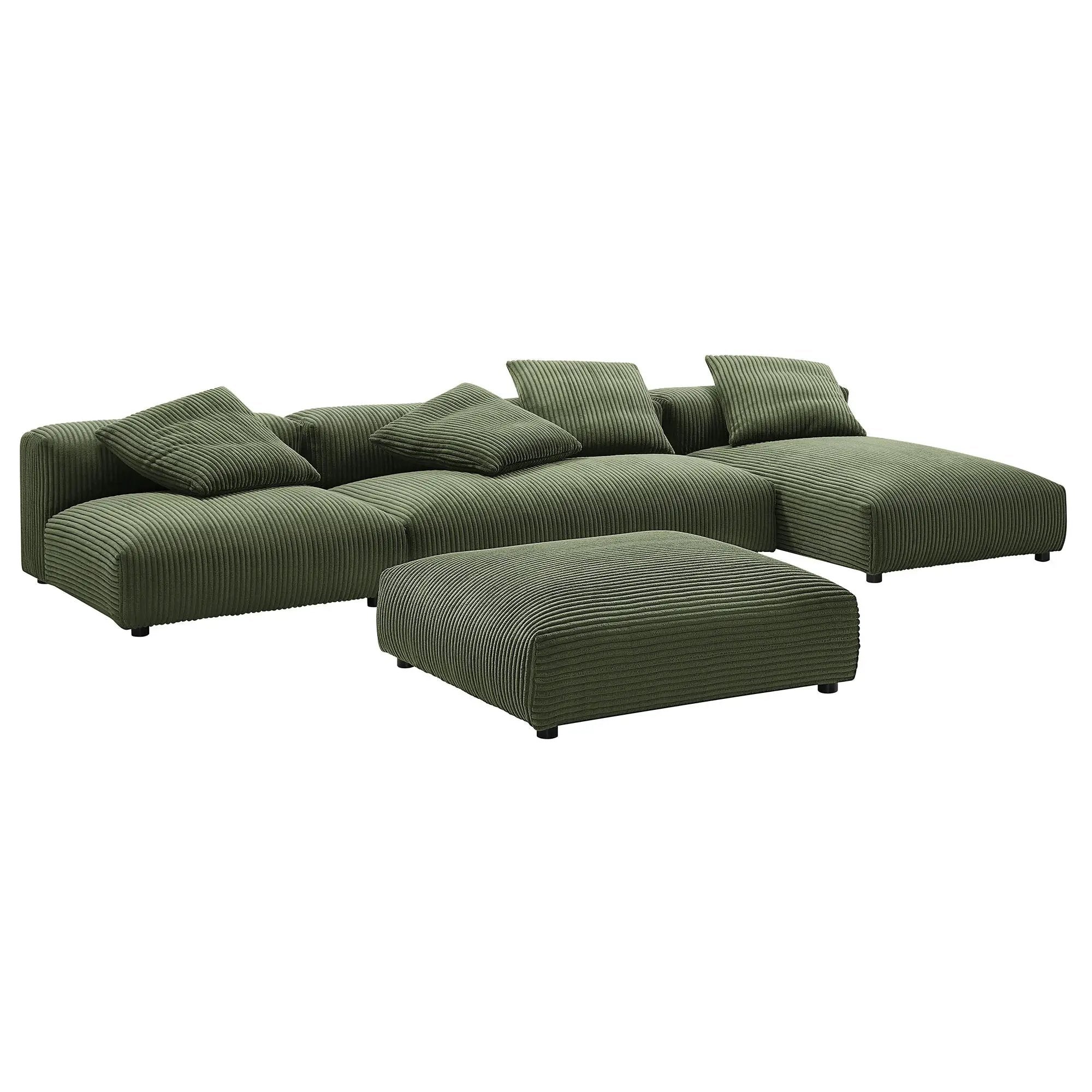 Solace 4-Piece Modular Corduroy Upholstered Sectional Sofa With Ottoman by HouseOfZazla