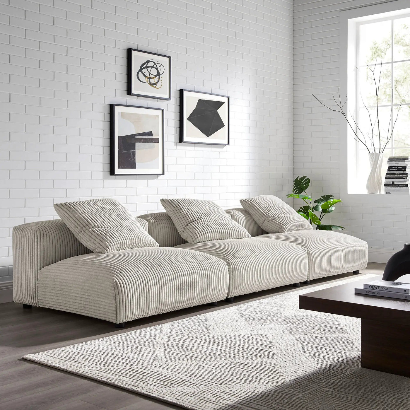 Solace 3-Piece Modular Corduroy Upholstered Sofa by Modway by HouseOfZazla
