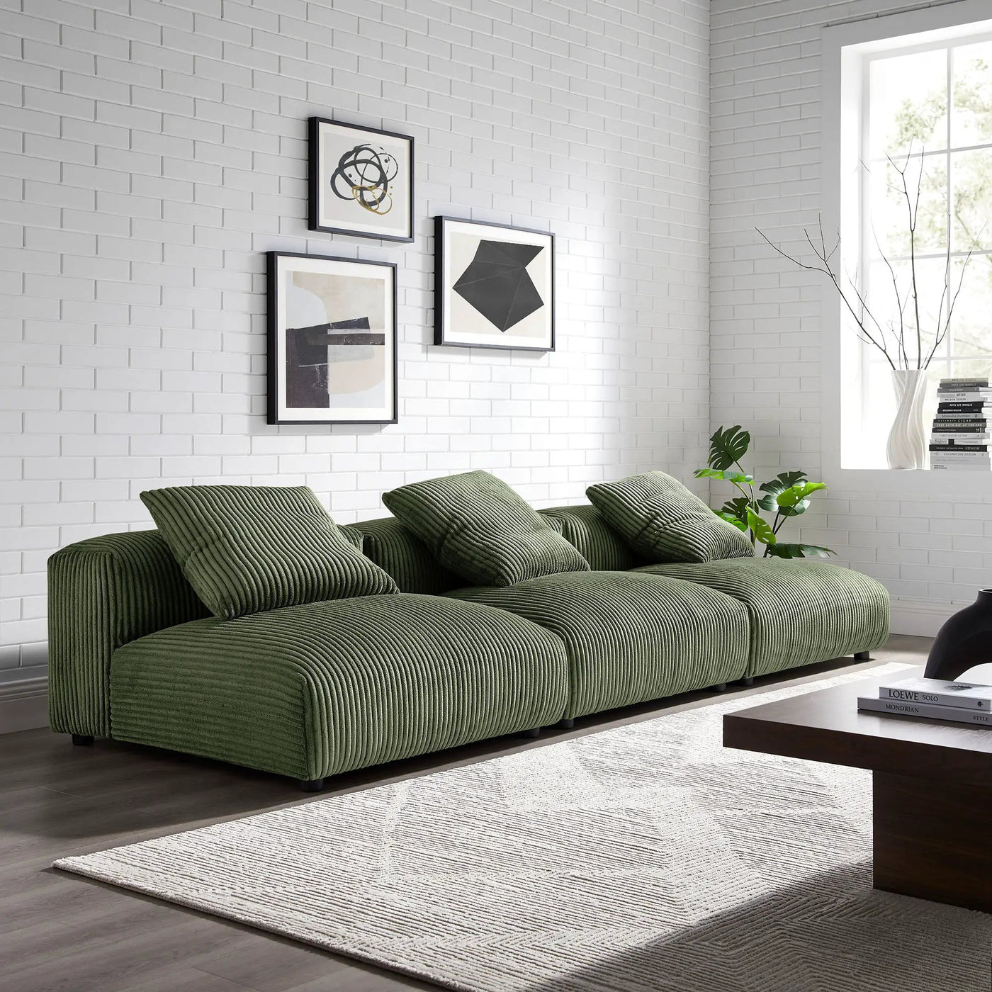 Solace 3-Piece Modular Corduroy Upholstered Sofa by Modway by HouseOfZazla