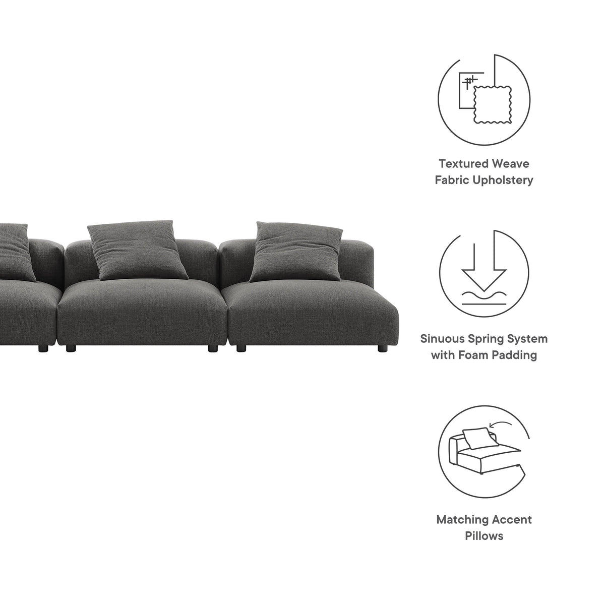Solace 3-Piece Modular Upholstered Fabric Sofa by Modway, photo 2 of 24