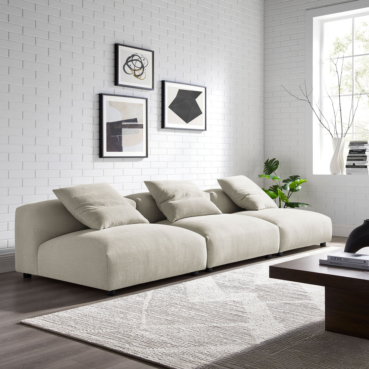 Solace 3-Piece Modular Upholstered Fabric Sofa by Modway, photo 15 of 24