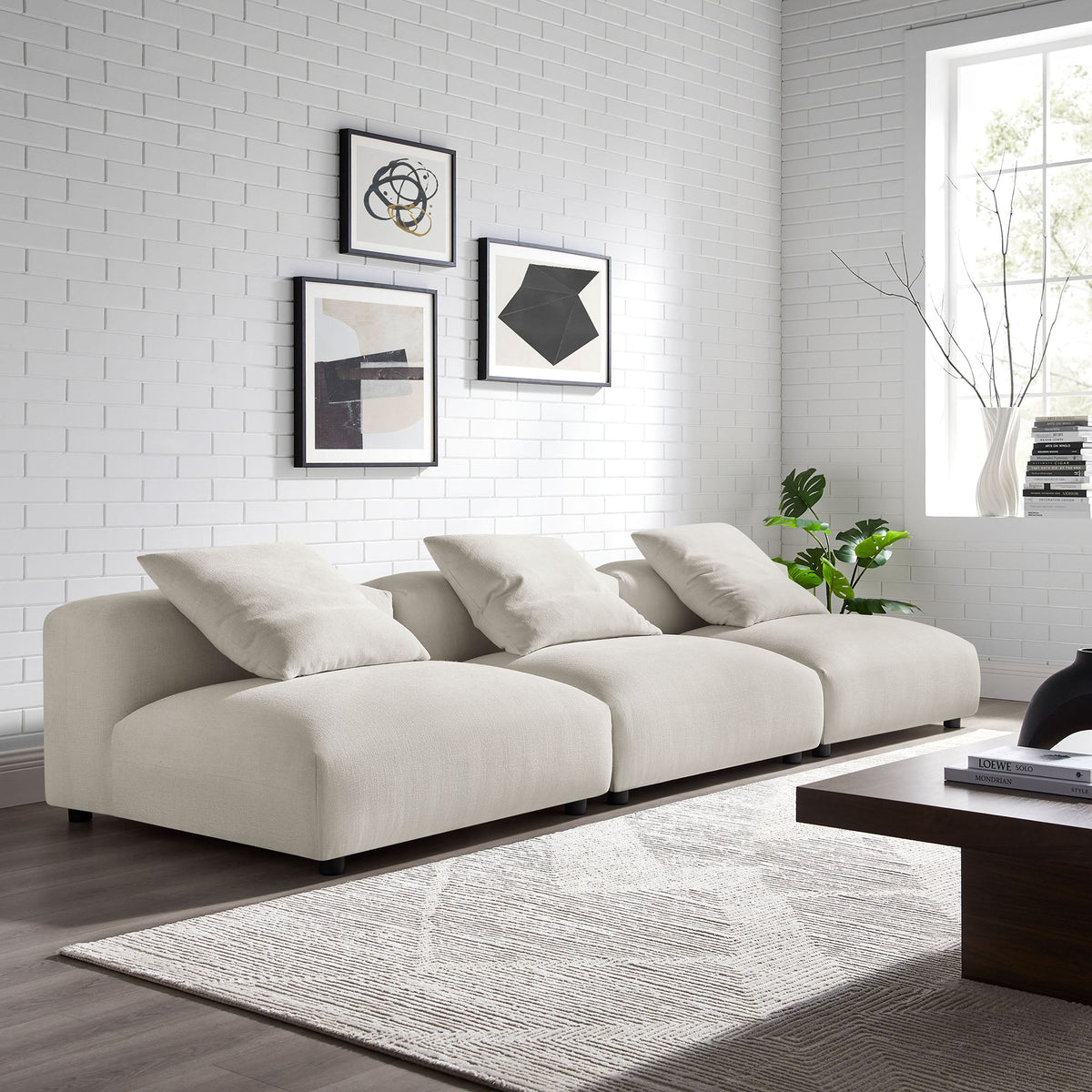 Solace 3-Piece Modular Upholstered Fabric Sofa by Modway, photo 23 of 24