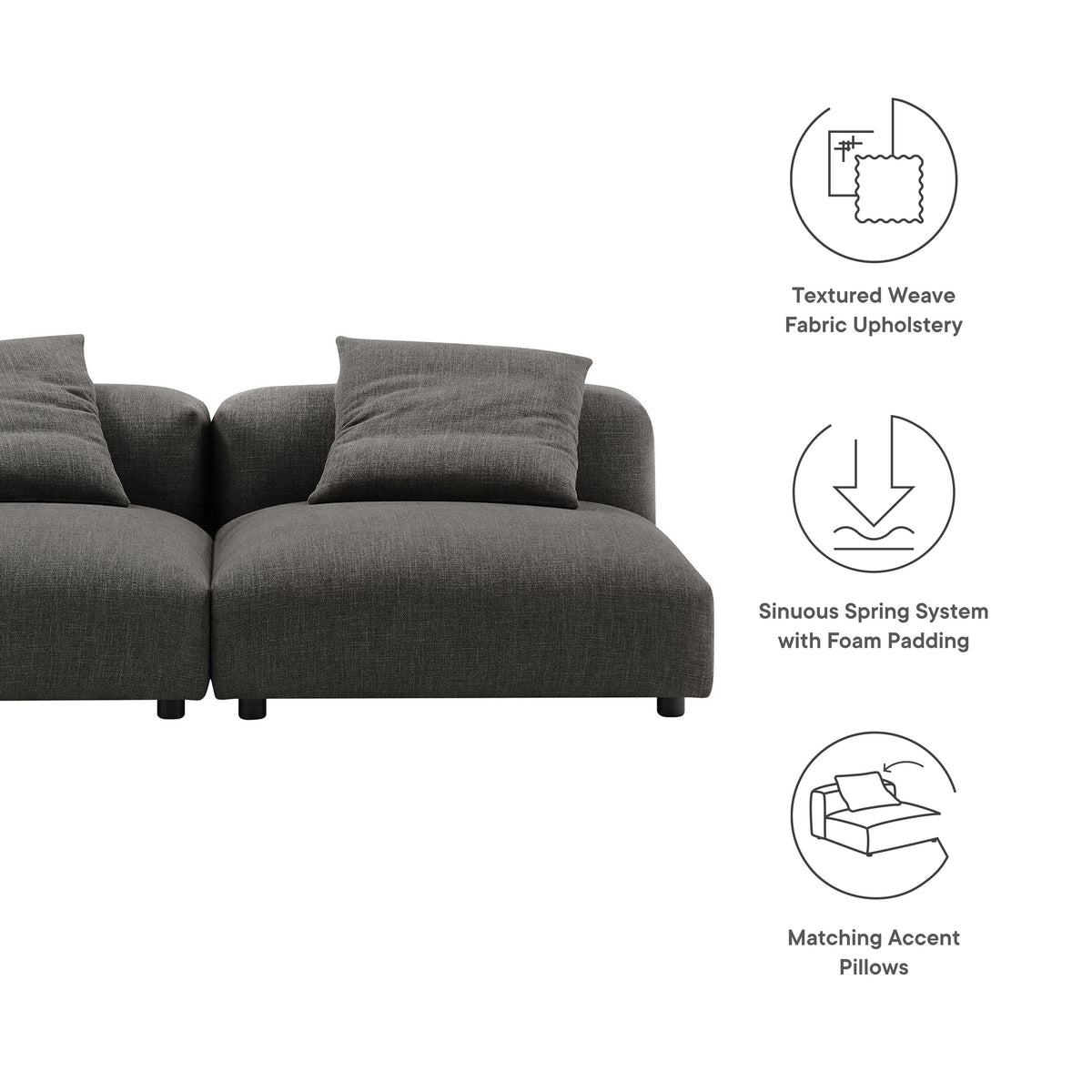 Solace 2-Piece Modular Upholstered Fabric Sofa by Modway, photo 2 of 24